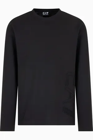 EA7 T-shirt Logo Series a maniche lunghe in jersey di cotone organico