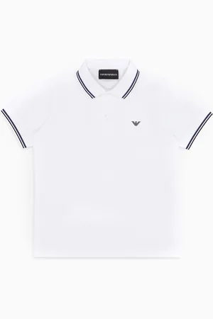 Emporio Armani Polo in piquet stretch con profili a righe