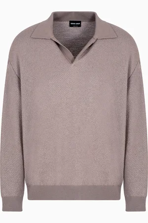 Giorgio Armani Maglia polo in lana vergine e viscosa micro jacquard