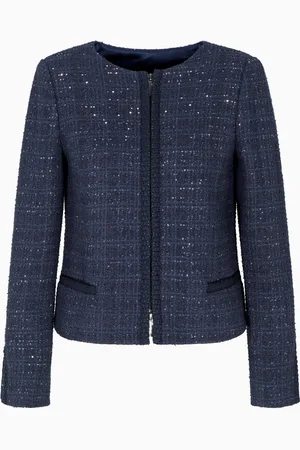 Emporio Armani Giacca con zip in tweed lurex con micro paillettes