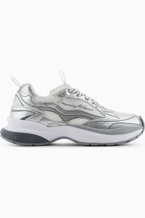 Emporio Armani Sneakers in mesh con dettagli laminati e logo signature