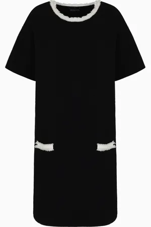 Emporio Armani Abito in tessuto ottoman con dettagli sfrangiati