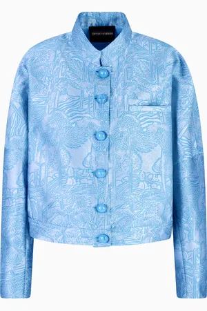 Emporio Armani Giacca collo guru in tessuto jacquard motivo esotico