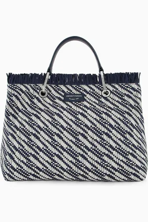 Emporio Armani Shopper media MyEA in stuoia intrecciata