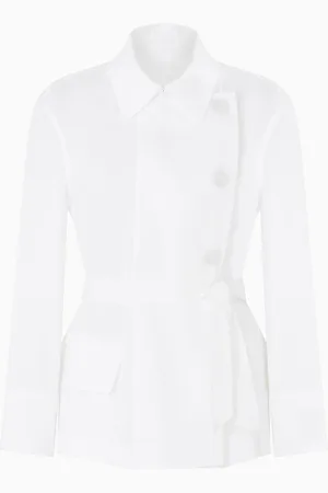 Emporio Armani Giacca camicia con pannello in puro lino