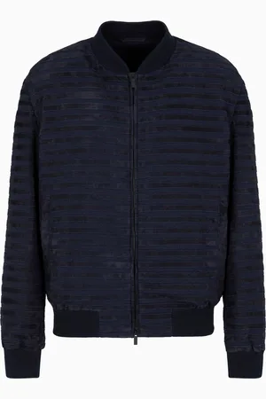 Giorgio Armani Blouson in seersucker con inserti in camoscio