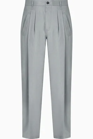 Giorgio Armani Pantaloni a una pince in tela di viscosa e lino
