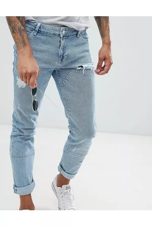 ASOS Jeans skinny azzurro slavato con pannelli cut and sew