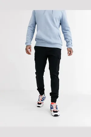 ASOS Pantaloni cargo skinny con fondo elasticizzato neri