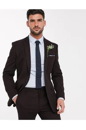 ASOS Wedding - Giacca da abito skinny effetto lana bordeaux