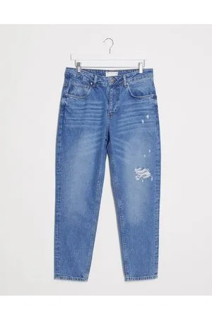 ASOS Jeans classici rigidi medio slavato con strappi