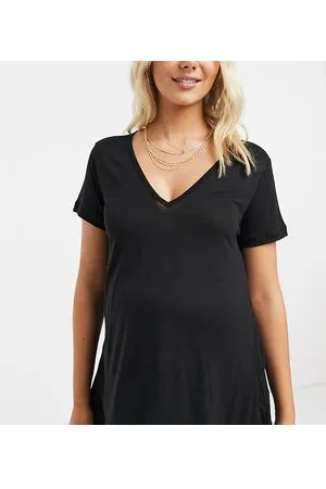 ASOS ASOS DESIGN Maternity - T-shirt comoda con scollo a V nera