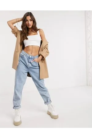 Flounce London Top modello corto aderente con scollo squadrato