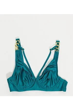 Wolf & Whistle In esclusiva Coppe Grandi - Top bikini con ferretto e catenina