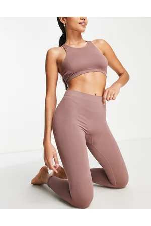 Weekday Celestia - Leggings da yoga senza cuciture color caffè