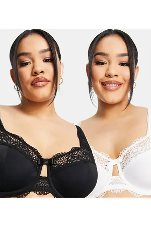 Simply Be Lottie - Confezione 2 due paia di reggiseni con ferretto in pizzo nero e bianco