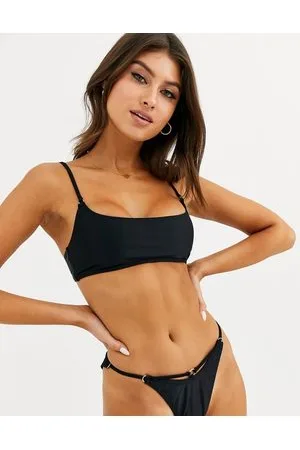 South Beach Esclusiva - Top bikini mix & match corto con anelli oro