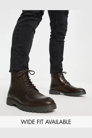 ASOS Stivaletti stringati in pelle con suola spessa