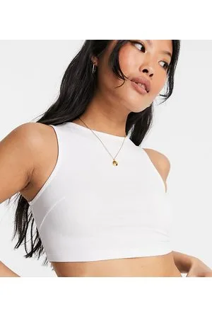 ASOS ASOS DESIGN Petite - Canotta super corta accollata bianca