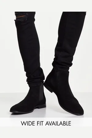 ASOS Stivaletti Chelsea neri in camoscio con suola nera
