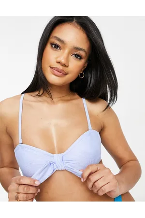 River Island Top bikini testurizzato con nodo sul davanti