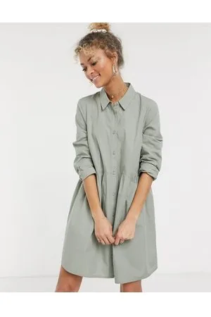 ASOS Vestito camicia stile grembiule corto in cotone kaki