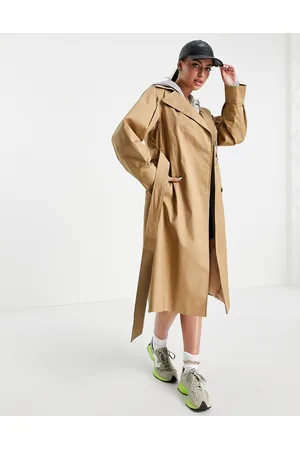 Helene Berman Trench avvolgente con maniche voluminose, color cammello