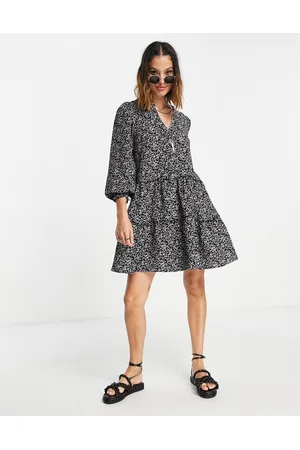 VERO MODA Vestito grembiule corto a balze con stampa