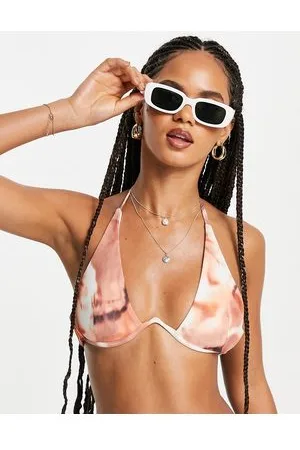 ASOS Top bikini allacciato al collo con ferretto a V e stampa tie-dye