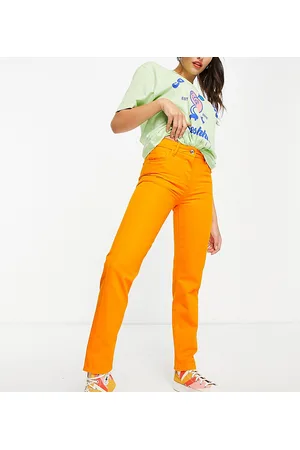 COLLUSION Jeans slim a vita medio alta arancioni
