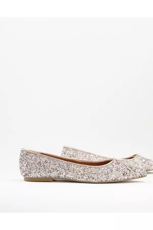 ASOS Lucky - Ballerine a punta con glitter rosa