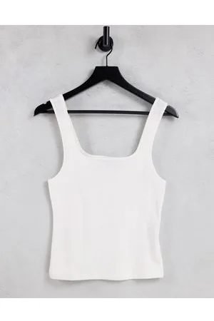 ASOS Canotta con scollo rotondo sul davanti e sul retro bianca