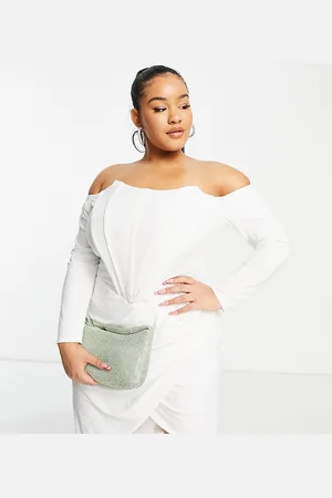 Jaded Rose Esclusiva - Vestito midi avvolgente a corsetto crema