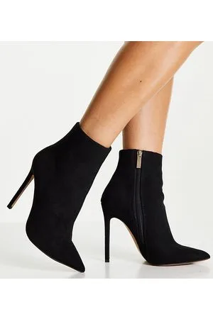 ASOS Wide Fit - Emerald - Stivaletti a calza neri con tacco alto e pianta larga