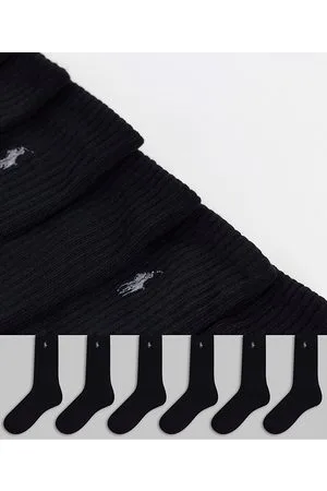 Ralph Lauren Confezione da 6 paia di calzini sportivi neri con logo del pony