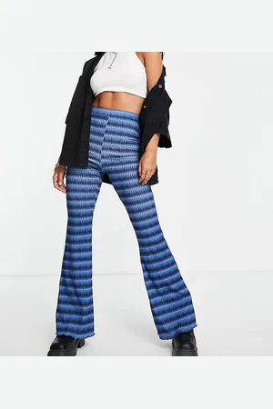 ASOS ASOS DESIGN Tall - Pantaloni a zampa blu e verde sfumato