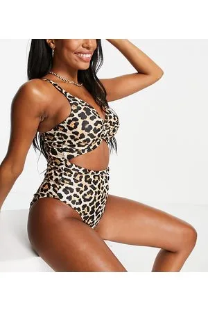 Ivory Rose Coppe Grandi - Costume da bagno con cut-out e stampa animalier leopardata, coppe DD-G
