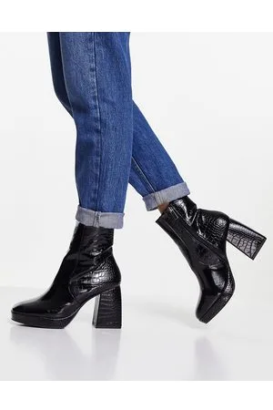 ASOS Era - Stivali con tacco alto e plateau coccodrillo