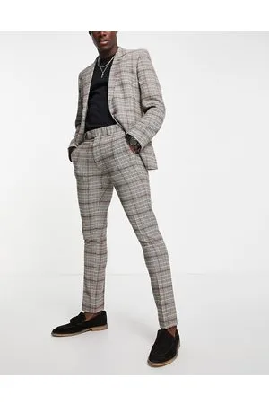 ASOS Pantaloni skinny da abito in beige a quadri