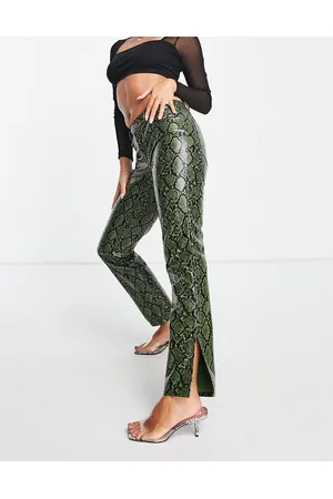 ASOS Pantaloni dritti a vita bassa in pelle sintetica pitonato