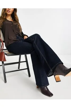 River Island Amelie - Jeans a vita medio alta a zampa in denim scuro