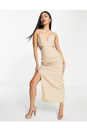 Bardot Vestito midi con spacchi e cut-out color osso