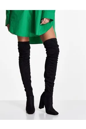 ASOS Kenni - Stivali sopra il ginocchio neri con tacco largo