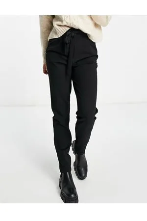JDY Pantaloni affusolati neri con vita arricciata