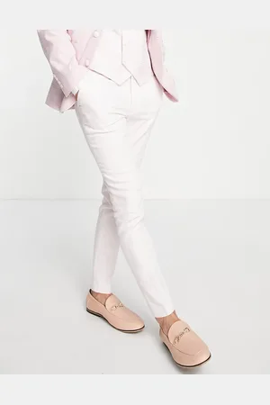 ASOS Summer Wedding White Colour Range - Pantaloni da abito skinny a tratteggio incrociato