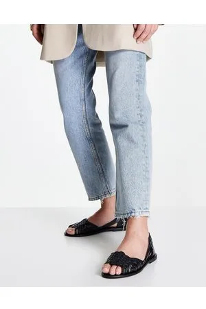 ASOS Francis - Sandali bassi in pelle intrecciata nera