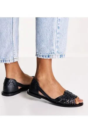 ASOS Francis - Sandali bassi a pianta larga neri in pelle