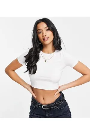 ASOS ASOS DESIGN Petite - T-shirt corta aderente bianca