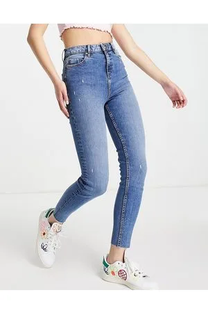 Miss Selfridge Emily - Jeans skinny alla caviglia e a vita alta lavaggio medio