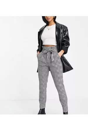 VERO MODA Pantaloni a vita alta grigi a quadri